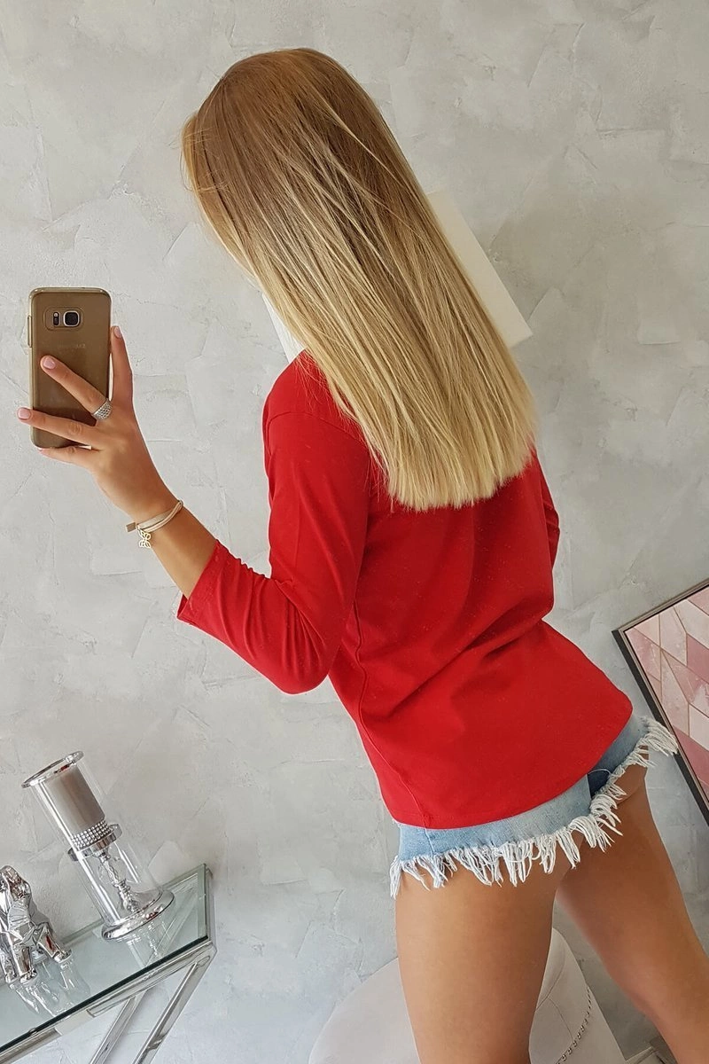 Blouse with Paradise red print