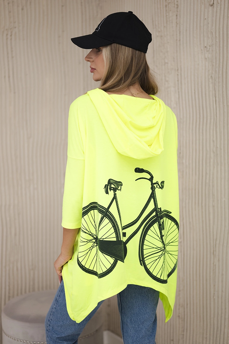 Sweatshirt with yellow neon print for cycling