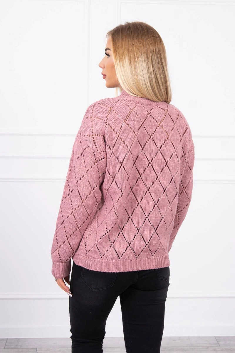 Kesi Sweater high neck with diamond pattern dark pink