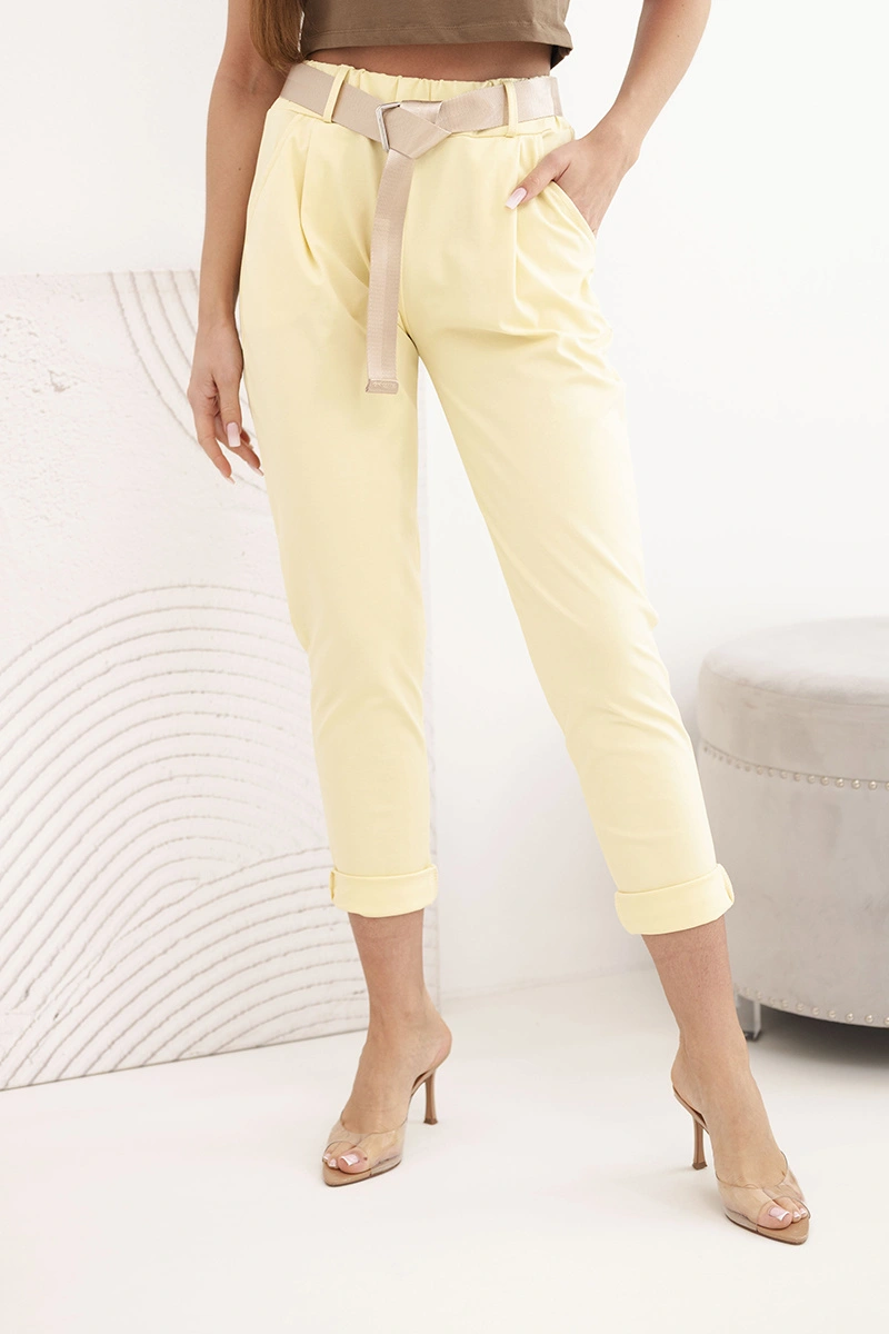 Панталон Kesi Włoski Punto с колан в жълто