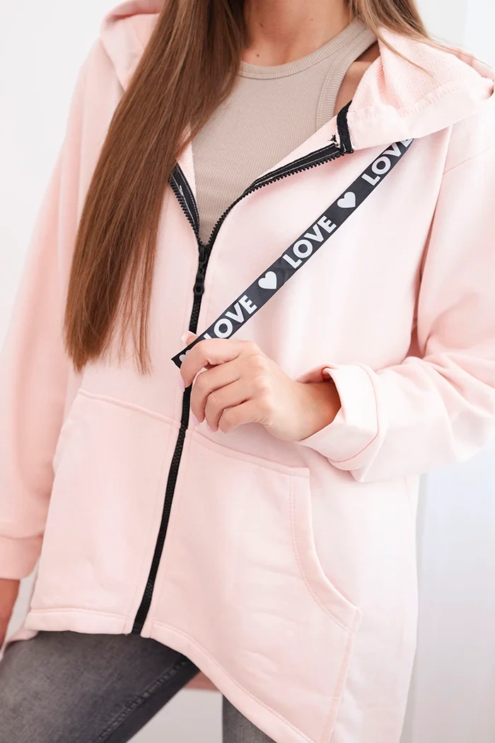 Kesi Sweatshirt with longer back and hood powdered pink