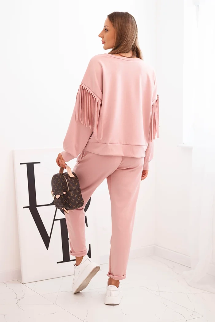 Kesi Włoski Ladies&#039; butter set with tassels on the sleeves dark powder pink
