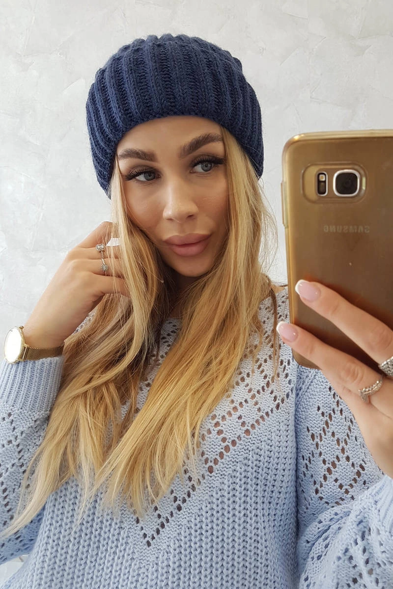 marka niezdefiniowana Cap with turn up Magda K293 navy blue