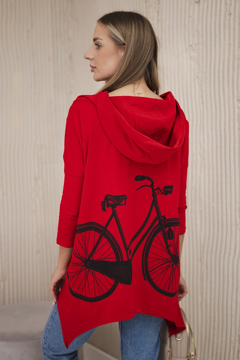 Cycling print sweatshirt red