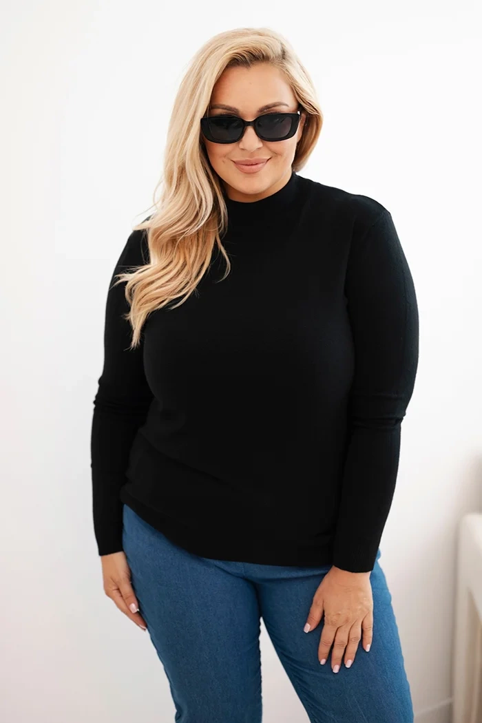 Kesi Włoski Womens Plus Size Viscose Sweater with Turtleneck black