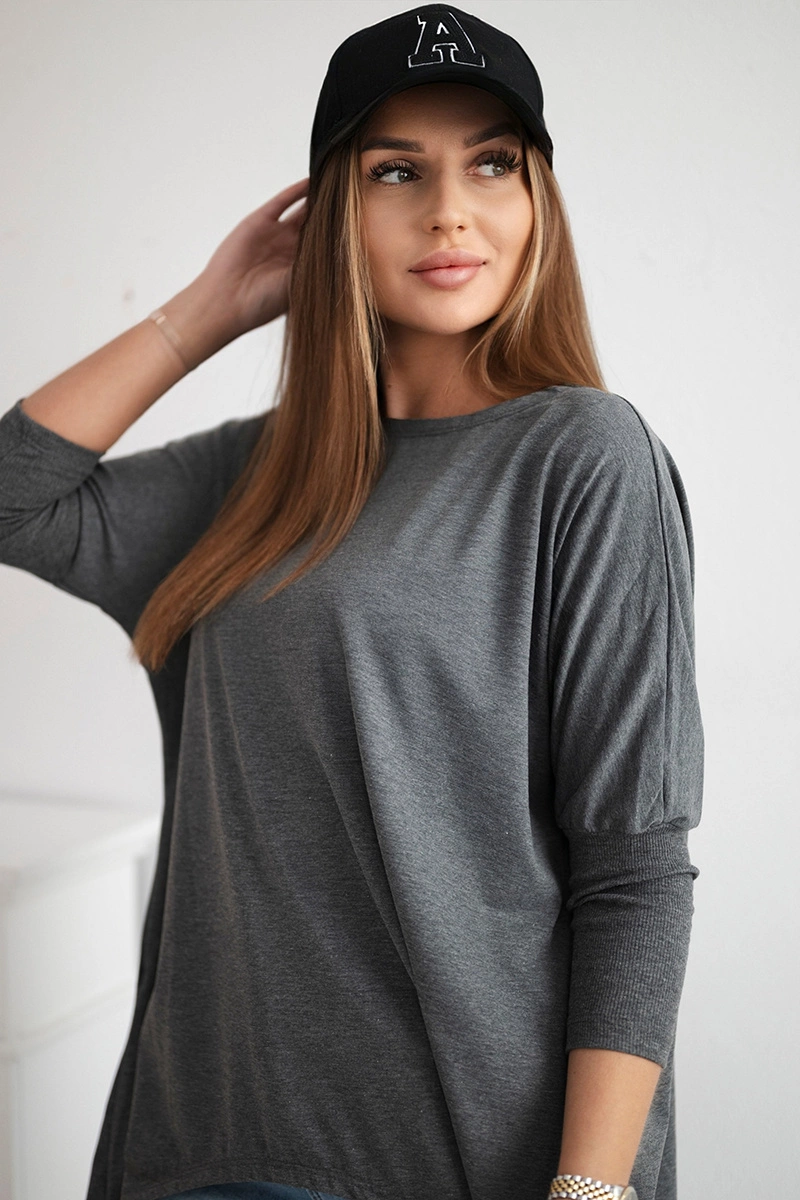 Oversize blouse in graphite melange