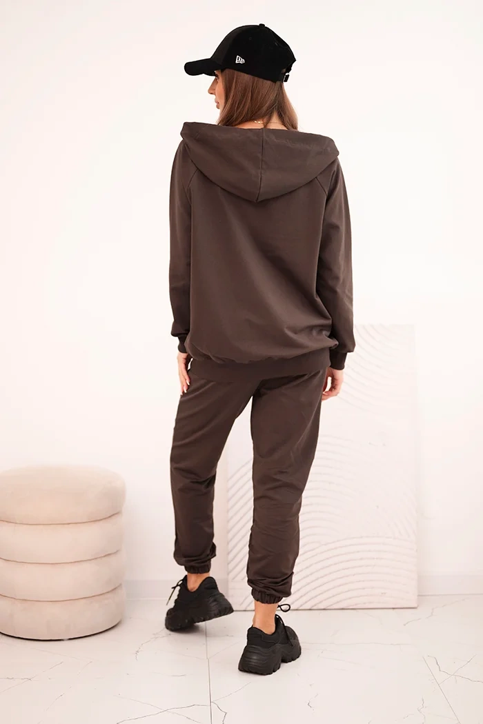 Polski Women&#039;s cotton set with wide legs and zip-up hoodie burgundy