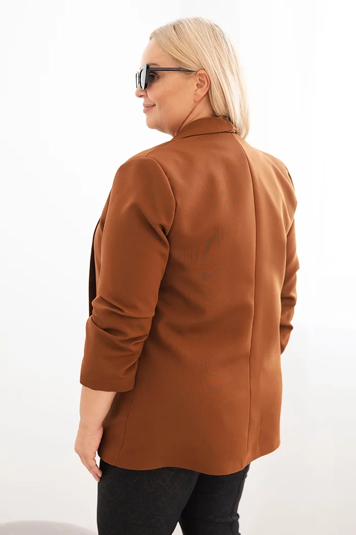 Kesi Włoski Dámska sako Plus Size bez zapínania s podšívkou XL/2XL hnedá