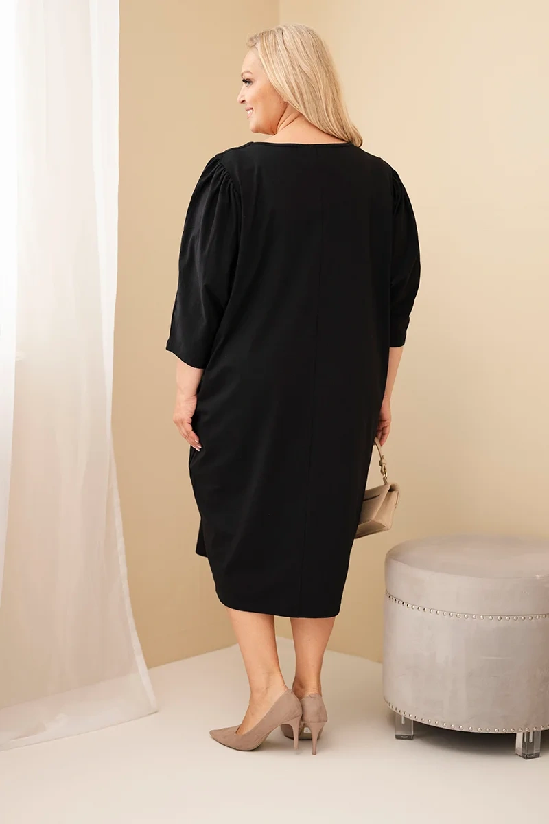 Kesi Dámske Plus Size Šaty s Vreckami čierne