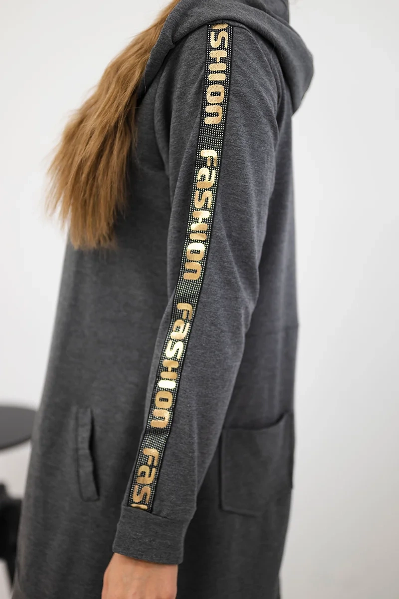 Zip-up sweatshirt in graphite melange back