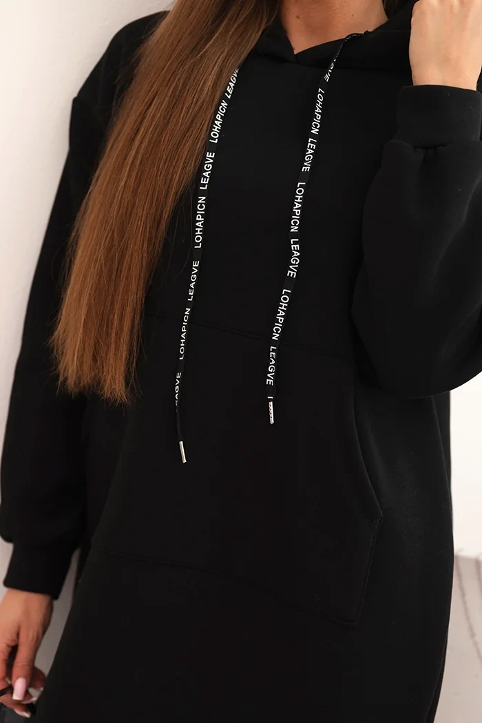 Kesi Włoski Women's cotton hoodie dress insulated black