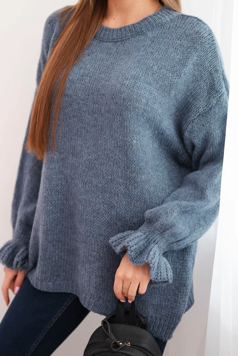 Kesi Włoski Women's sweater with mohair and wool blend in a loose fit denim