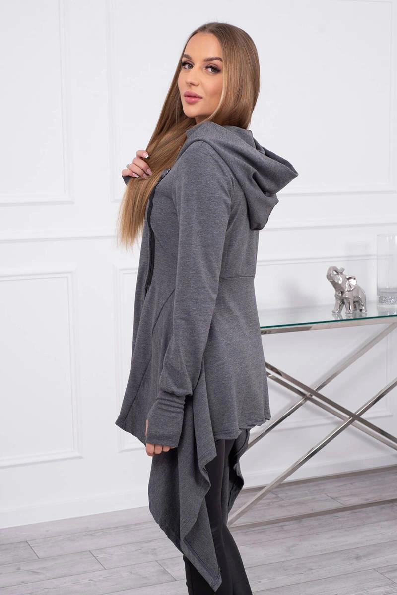 Graphite hoodie with side zip