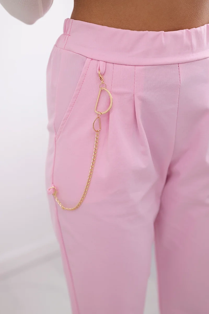 New Punto Trousers with Chain Light Pink