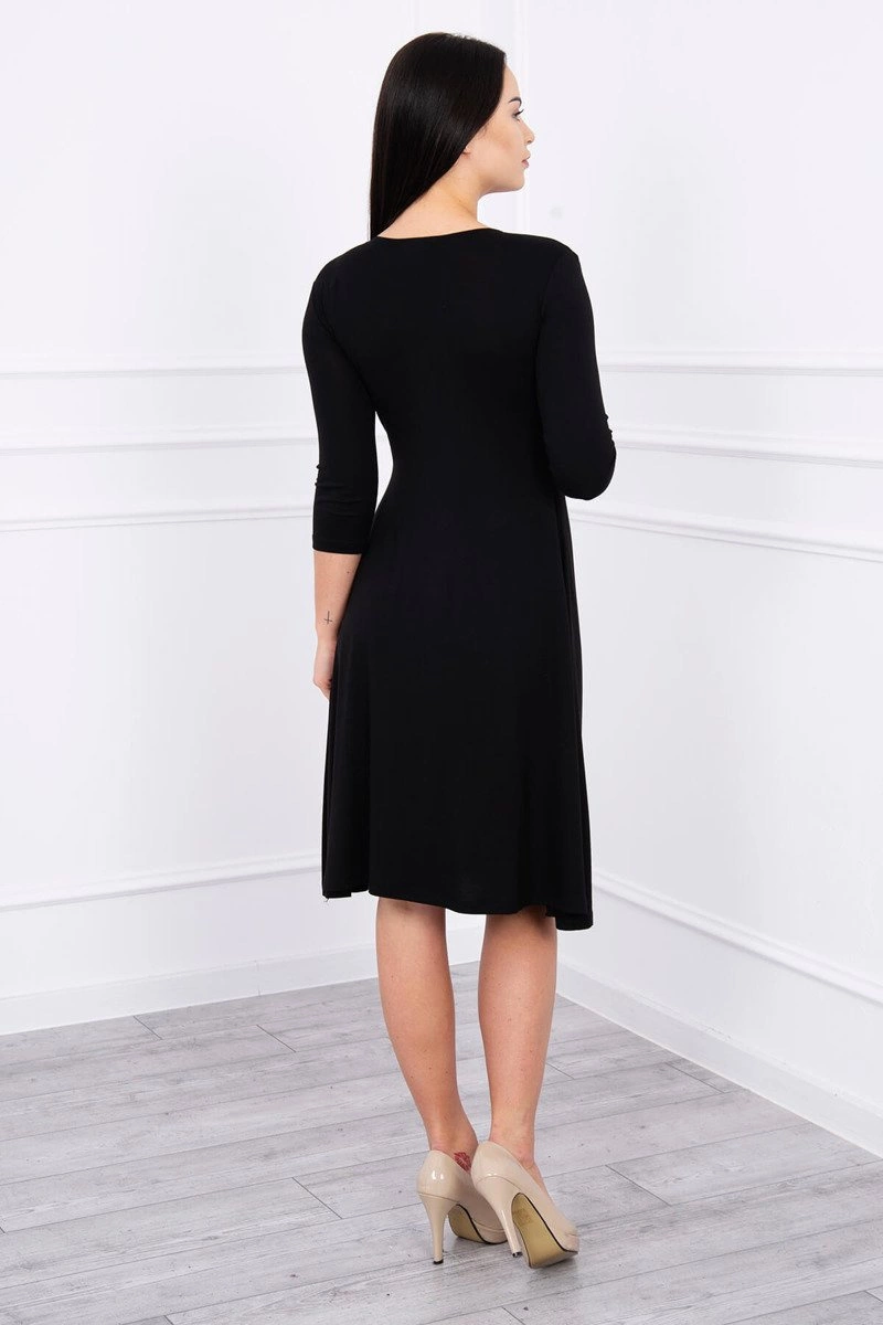 Dress with underbust neckline, 3/4 sleeves black