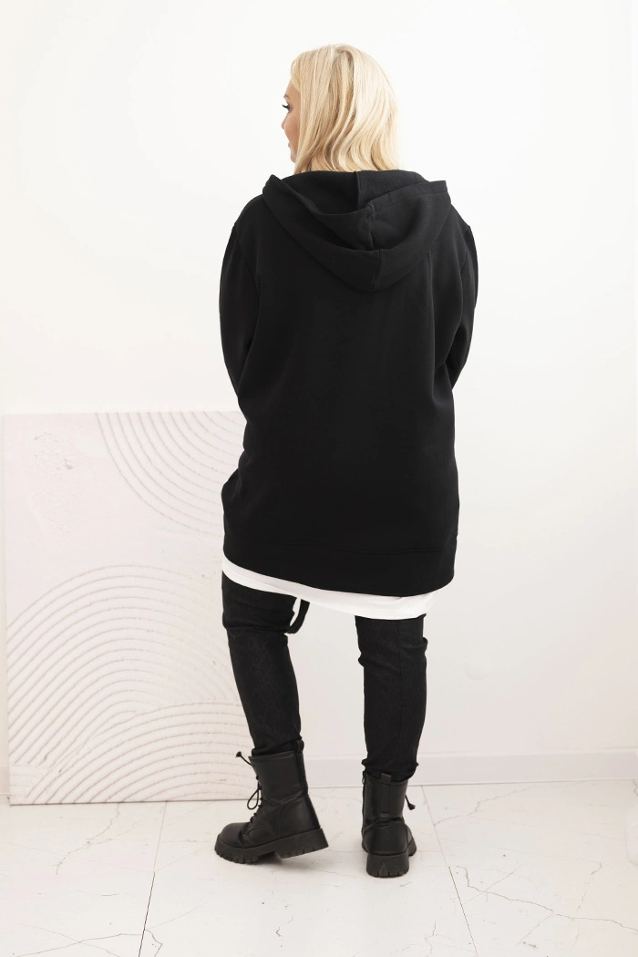 Kesi Women's insulated Plus Size hoodie with a V-neck black