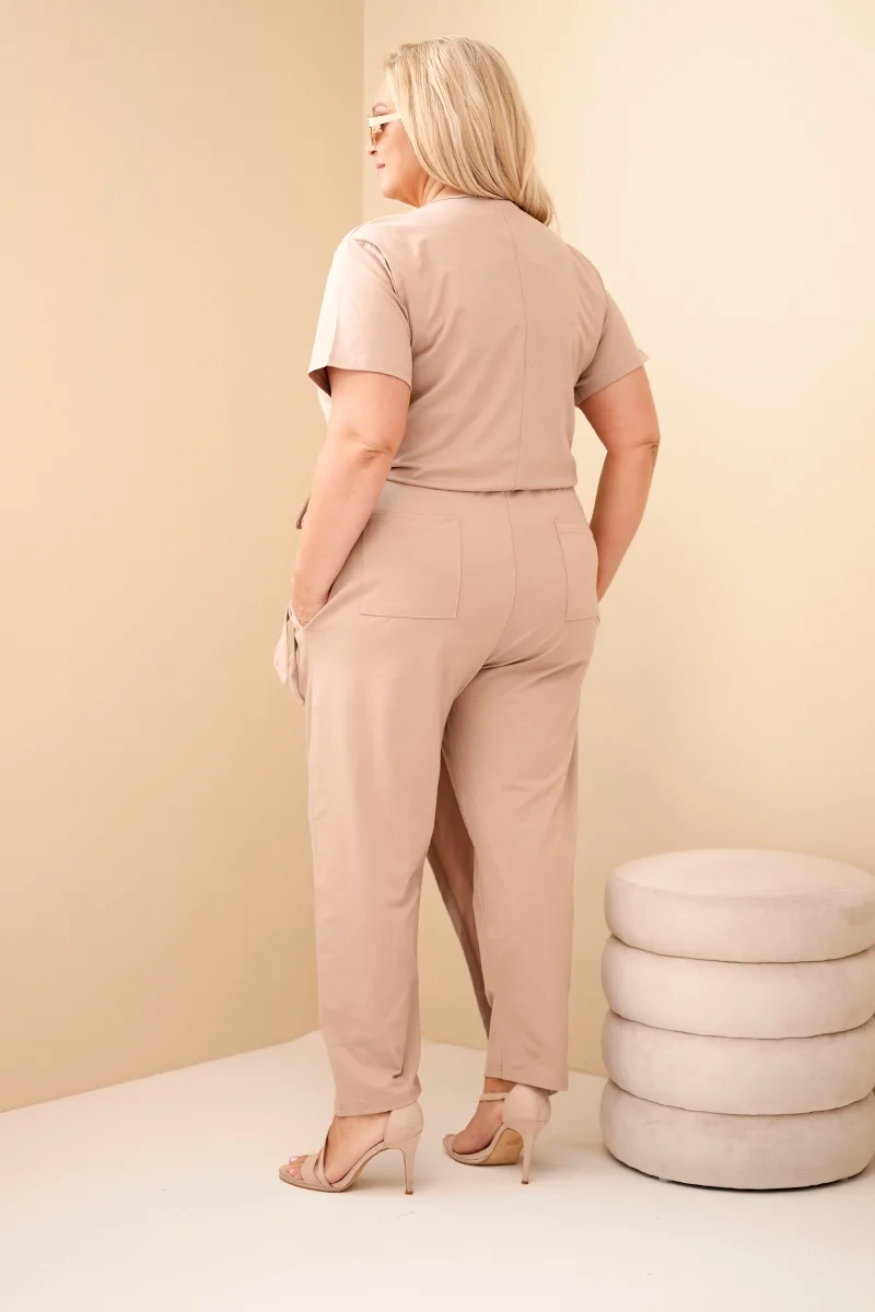 Dámsky bavlnený overál Kesi Plus Size s viazaním v páse