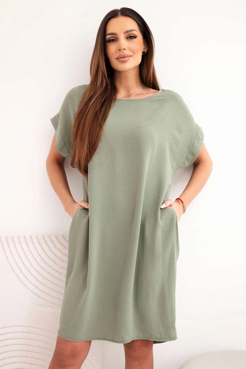 Kesi šaty s kapsami, světlo khaki