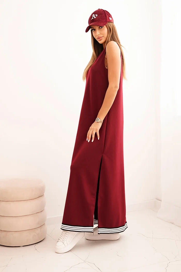 Kesi Włoski Women&#039;s set with viscose featuring a button-up blouse and a long dress burgundy