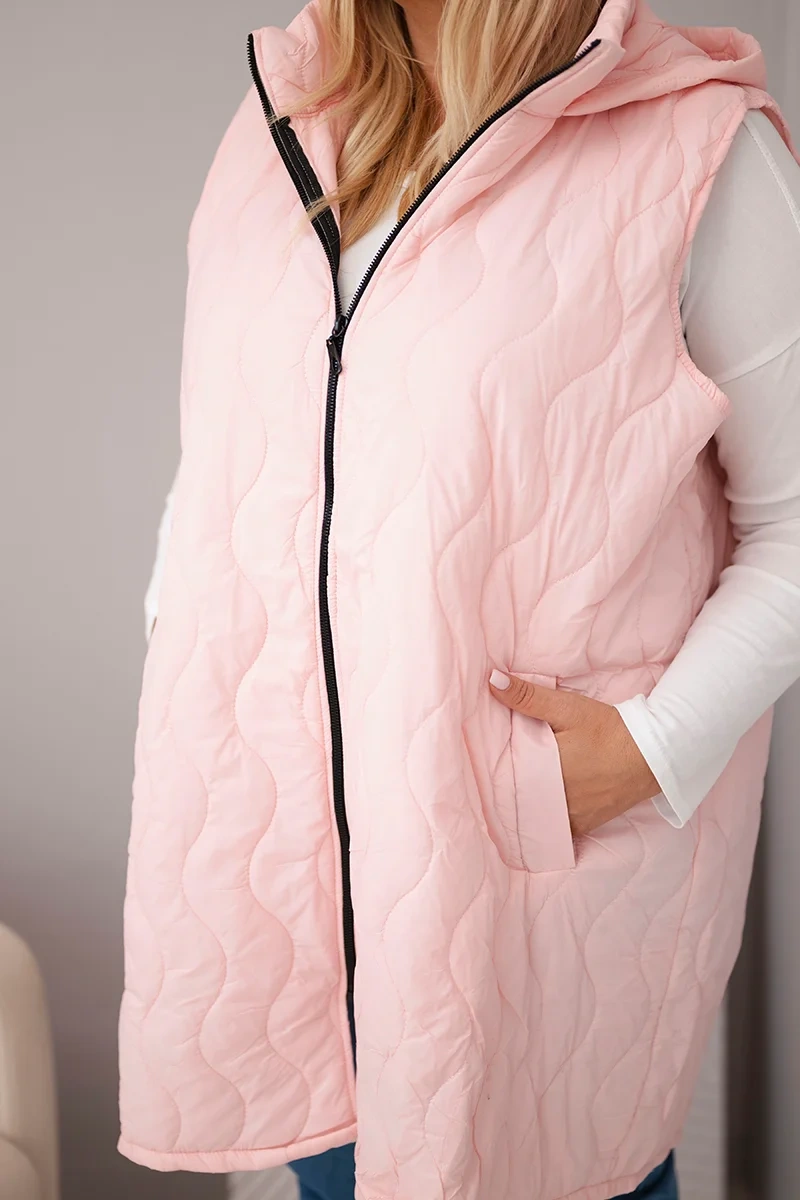 Kesi Dámska plus size prešívaná vesta s kapucňou