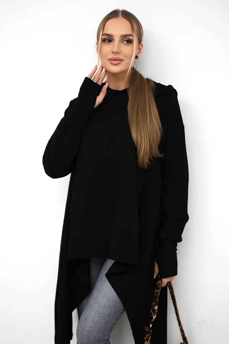 Blouse with black flared at the bottom
