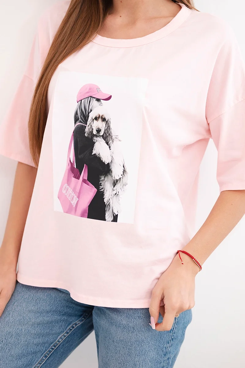 Kesi Włoski dámsky oversized bavlnený top s krátkymi rukávmi
