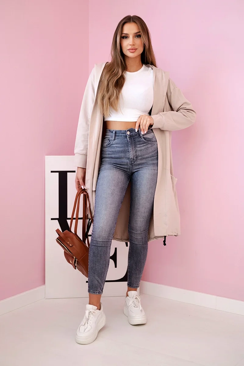 Oversize beige cape with hood