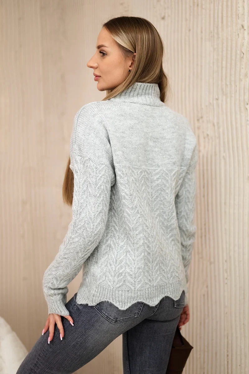Sweater with decorative ruffle in gray color