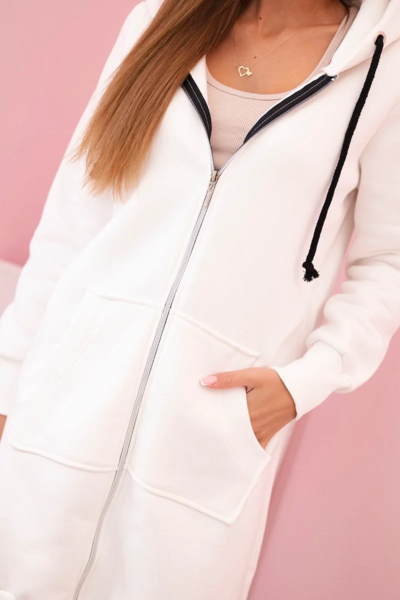 Kesi Women's insulated sweatshirt with hood and zipper ecru