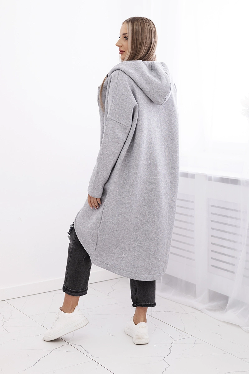 Long insulated sweatshirt in gray color