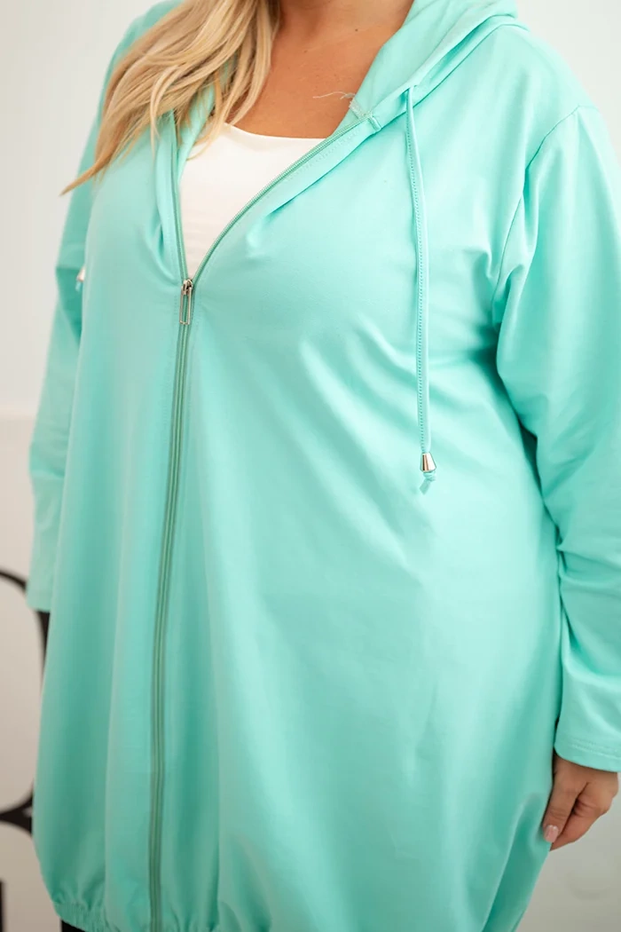 Kesi Plus Size women's cotton hoodie with a zipper mint