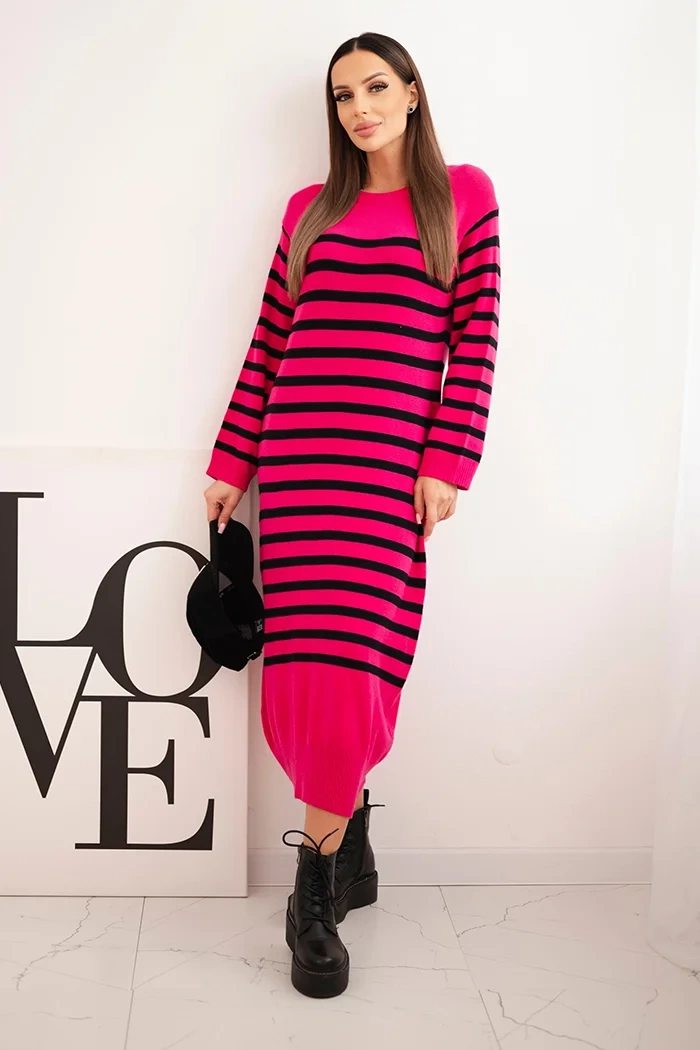 Kesi Włoski Women's striped sweater dress pink