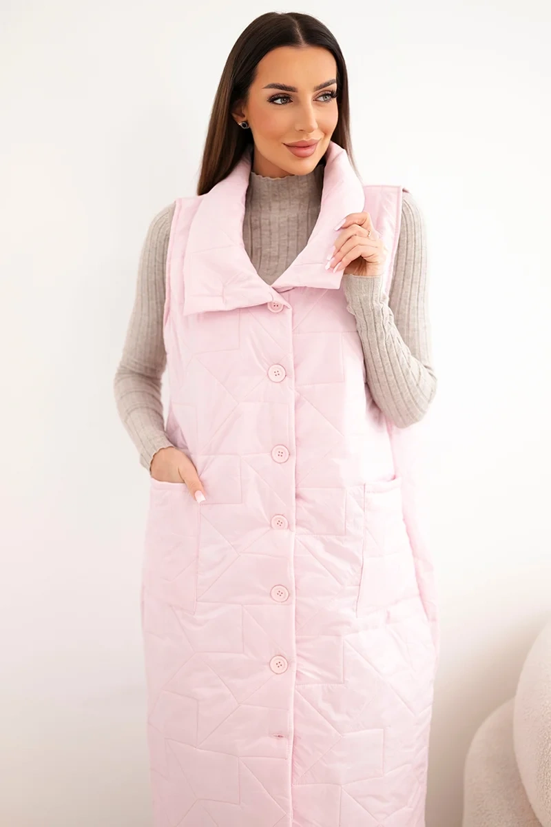 Dlouhá prošívaná vesta s límcem