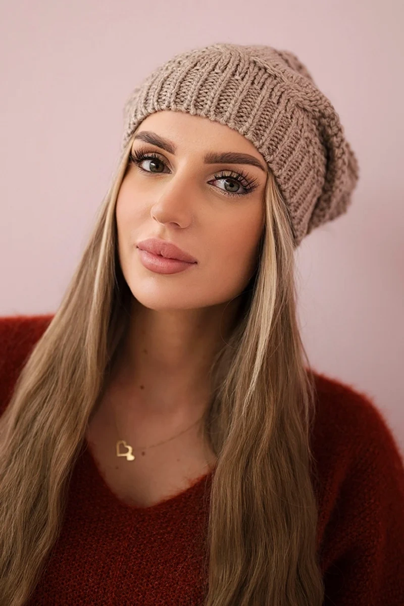 Kesi Čapica s fleece Sandra K210 tmavo béžová