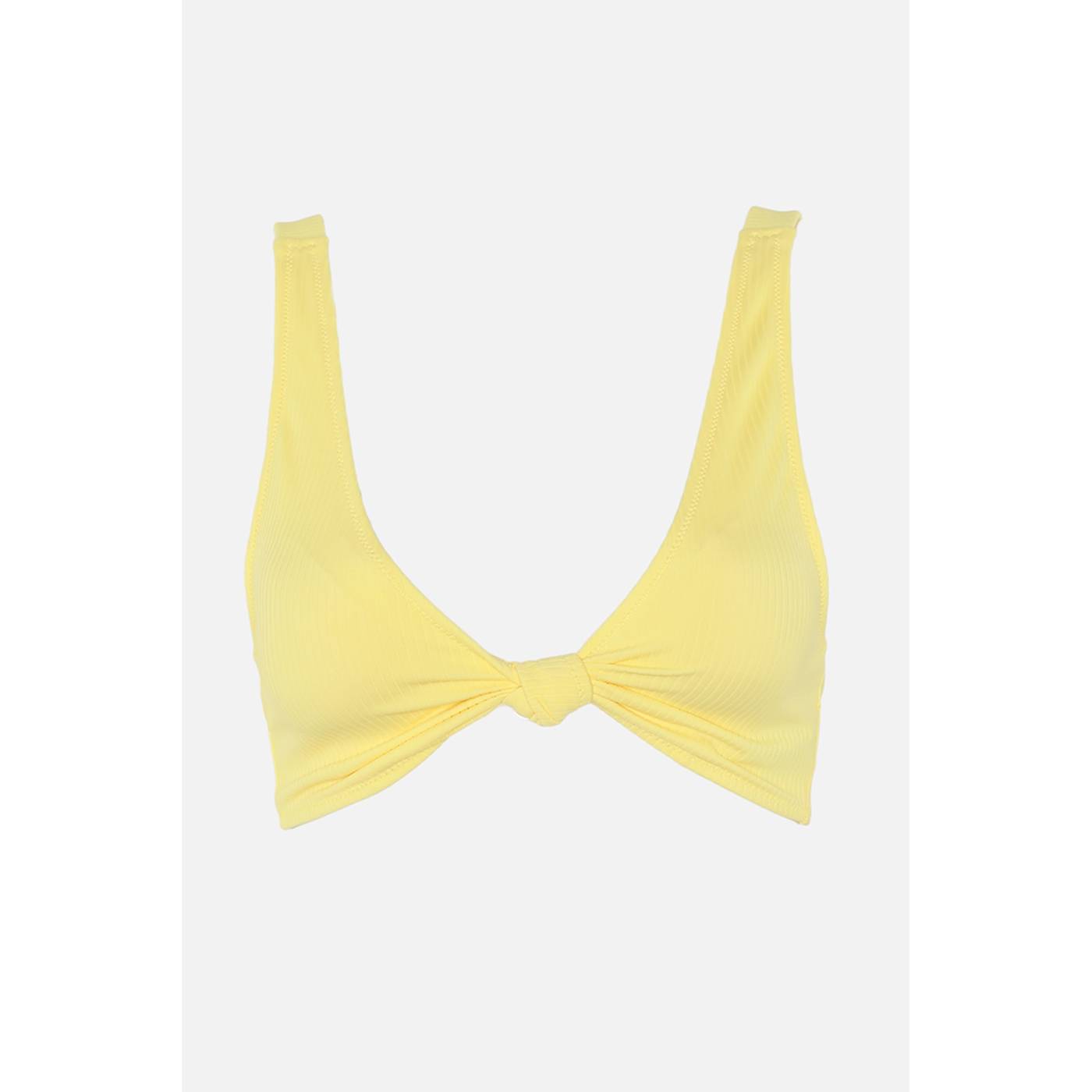 Trendyol Yellow Textured Knot Detailed Bikini Top