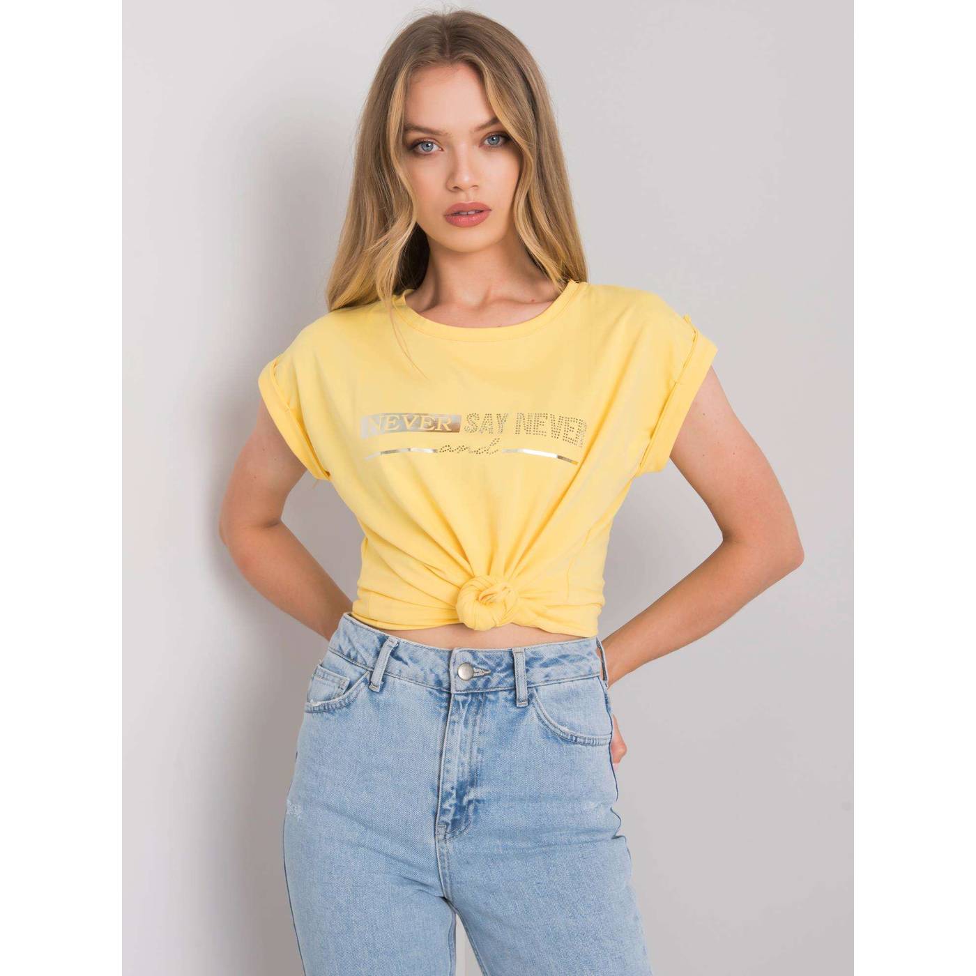 Levně Yellow women's cotton t-shirt